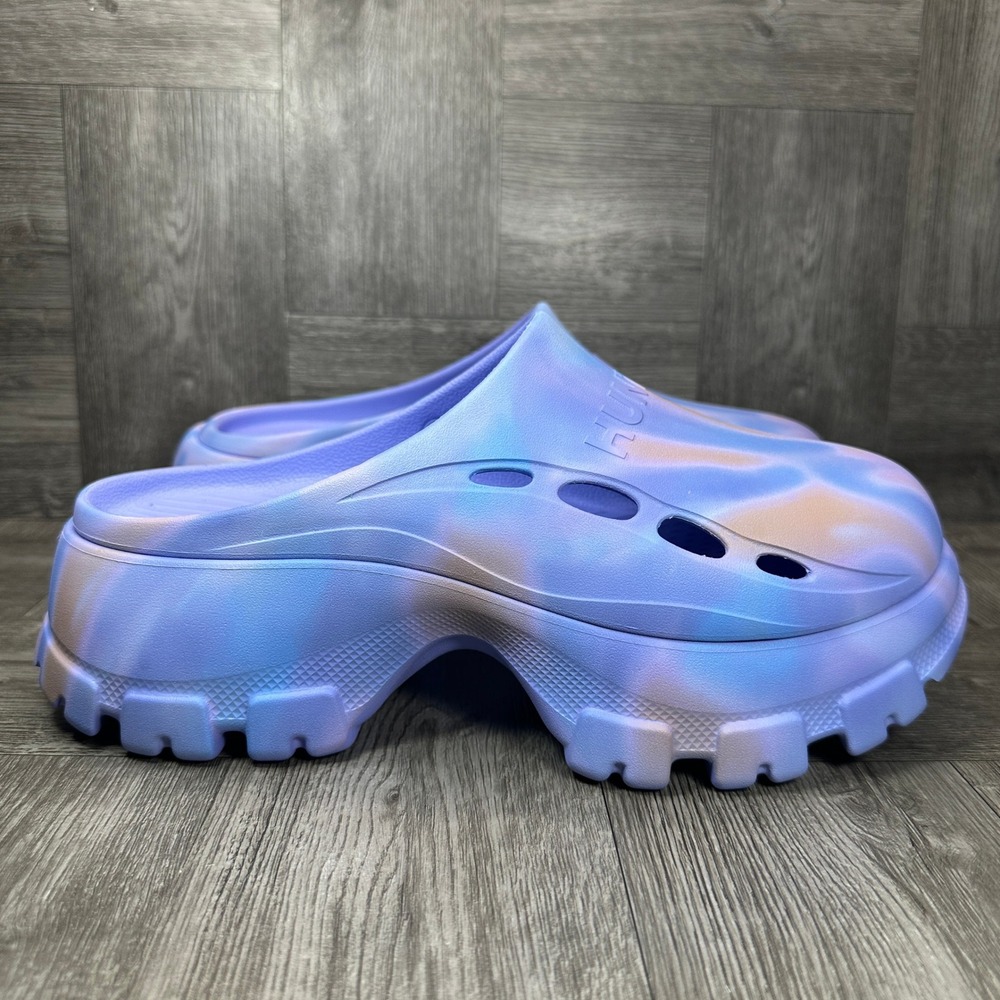 Hunter Bryce Platform Clogs Womens 8 Purple Tie Dye Marble Lug Sole NEW